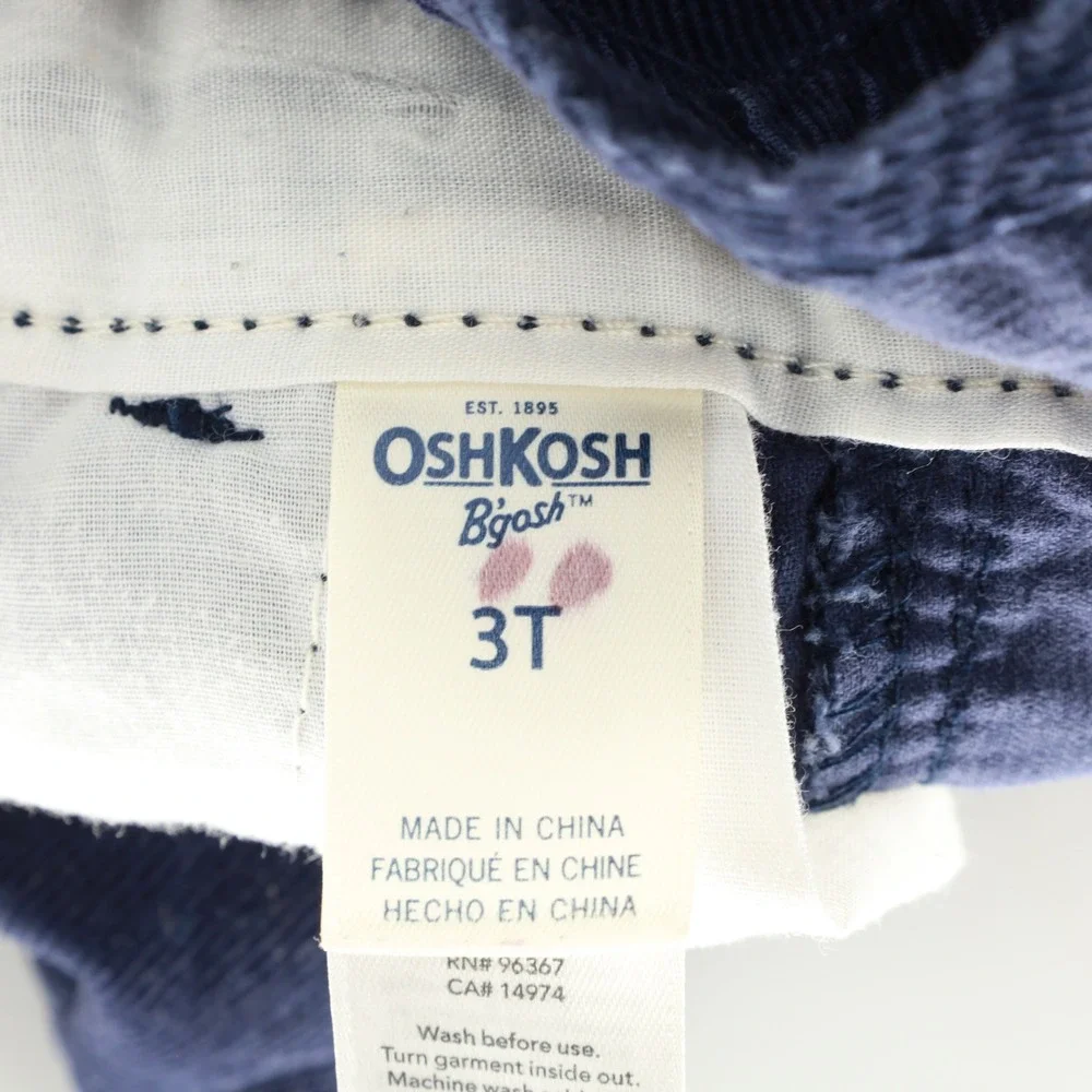 OshKosh Bgosh Toddler Navy Blue Corduroy‎ Vestbak Overalls Size 3T Flower Accent
